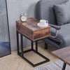 C-Shaped Sofa Side Table Vintage Coffee Snack Table Laptop Stand Drawer Bed End