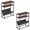 Small End Table for Small Spaces - Slim Side Table with Magazine Holder