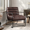 Upholstered Distressed Faux Leather Tan Armchair Chair Lounge Sofa Living Room