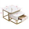 Coffee Table Square Nest of Tables Side Table with Metal Frame & Drawer Storage