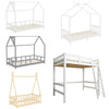 Pine Wooden House Style Canopy Bed Kids Single Tree House Bed Frame Boys Girls