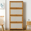 4 Tier Sideboard Cabinet Storage Shelf Stand Rattan Doors Cupboard Bookshelf