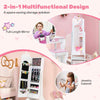 Kids Jewelry Armoire Cabinet Wooden Jewelry Organizer Floor Mirror-White