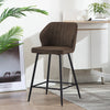 2 Pcs Brown PU Bar Stools Restaurant Bar Stools Soft Padded Seat Back Metal Legs