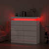High Gloss Chest of 8 Drawers White with RGB LED Lights Bedroom Bedside Cabinet