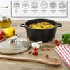 SQ Pro Cast Iron Casserole Dish Black Pre-Seasoned Ovenproof Pot & Lid 4.2L Pan