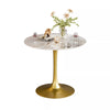 Round Dining Table Marble Modern Tulip Table Slate Tabletop Golden Pedestal Base