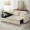 L Shaped 3 Seater Sofa Convertible Sofa Bed with Storage Chaise Corduroy Beige
