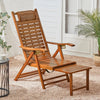 Bamboo Recliner Chair Outdoor Sun Lounger Garden Patio Adjustable Foot Rest UK