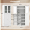 Kitchen Pantry Storage Cabinet 161cm Tall Freestanding Cupboard w/Glass Doors