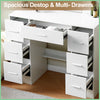 Bedroom Dressing Table with LED Lights Mirror 7 Drawers Makeup Vanity Desk Set