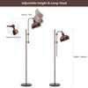 Industrial Tall Floor Lamp Metal Frame Adjustable Rustic Lamp 180° Lampshade