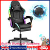 Black Reclining Gaming Chair with Footrest & Bluetooth Speakers & RGB LED Eaaigv