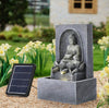 NEW Solar Powered Garden Water Feature with LED Lights Water Fountain Outdoor