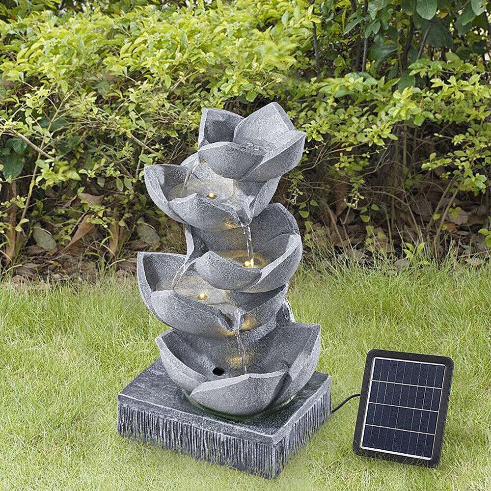 Solar Powered Garden Water Feature Outdoor Solar Fountain Cascading Waterfall