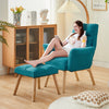 Blue Lazy Chair with Footstool Relax Lounge Chair Accent Armchair Sofa Chair