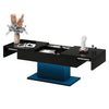 Coffee Table Black High Gloss Tea Table with LED RGB Lights 2 Hidden Storage