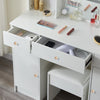 Dressing Table Stool Set with 10 LED Lights Mirror 3 Drawers Vanity Desk Storage