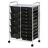 Black 15 Drawer Make Up Mobile Home Office Beauty Salon Portable Storage Trolley