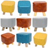 Square Upholstered Footstool Pouffe Stool Small Chair Seat with 4 Wooden Legs UK