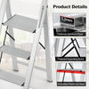 Portable 3-Step Ladder Aluminum Folding Step Stool w/ Non-Slip Pedal & Footpads