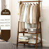 Bamboo Folding Clothes Rail 2 Tiers Hooks Bags Coat Stand Hanger Hallway Bedroom