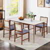 Rattan Dining Chair Set of 2 Wooden Upholstered Kitchen Chairs-Brown