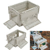 Outdoor Camping Storage Box Picnic Organizer Folding Wood Lid Car Food Container
