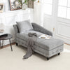 Chaise Lounge Upholstered Left Hand Sofa Grey Accent Chair with Storage & Pillow