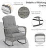 3-Piece Outdoor Rocking Chair Set With Cushions & Pillow-Grey