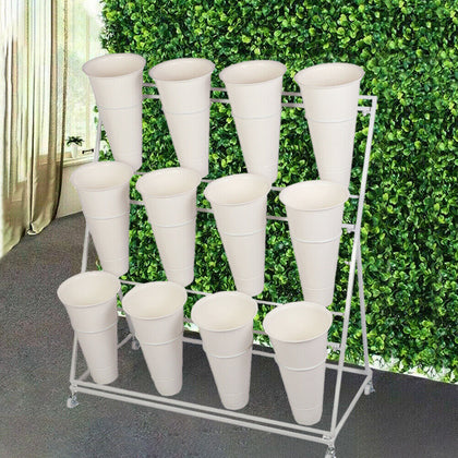 Mobile Flower Display Stand Plant Shelf / 12X Artificial Grass Flower Wall Panel
