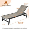 Outdoor Recliner Chair PE Rattan Patio Chaise Lounge Adjustable Backrest w/Wheel