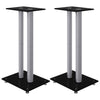 Speaker Stands 2pcs Black & Silver Tempered Glass 2 Pillars Design