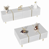 Modern High-gloss TV Cabinet TV Stand and Coffee Table Set for Living Room,White