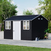 12 x 10FT Galvanised Garden Tool Storage Shed with Lockable Door, Double Windows