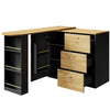 360° Rotating Bar Table Sideboard with Spice Rack, Storage Compartment & Drawers