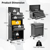 6 Drawer Rolling Tool Chest Combo Lockable Tool Cabinet with Wheels-Black