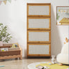Rattan Wood Shoe Cabinet Wicker Shoe Cupboard 4 Tiers Footwear Organiser Hallway