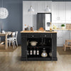 Kitchen Island Storage Cupboard W/Drop Leaf Countertop Side Racks 2-Door Cabinet