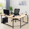 L-Shaped Corner Computer Desk Office Writing Workstation w/ CPU Stand Natural