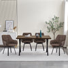 Modern Rectangular 4 Seater Dining Table Metal Straight Legs Morden Brown