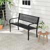 Outdoor Loveseat Chair Metal Patio Bench with Armrests-Black