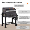 Outdoor Smoker Barbecue Charcoal BBQ with Lid Cover, Built-in Temperature Gauge