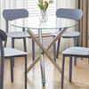 Round Glass Dining Table Cross Chrome Legs Home Kitchen Shop Office Furniture