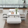 Coffee Table with Hidden Compartment and Storage Drawers for Living Room White