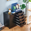 Mobile Filing 5 Drawer Pedestal Cabinet File Storage with Door Home Office Black