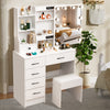 Dressing Table With 6 Drawers Mirror Stool Set Makeup Desk Vanity Table Bedroom