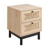 2 Straw Woven Drawer Bedside Table Chest of Drawers Storage Cabinet Furniture