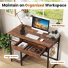 Computer Desk Drawer Adjustable Shelf Hooks Industrial Home Office Study Table