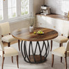Tribesigns Round Dining Table, 118 cm Farmhouse Wood Kitchen Table for 6 People